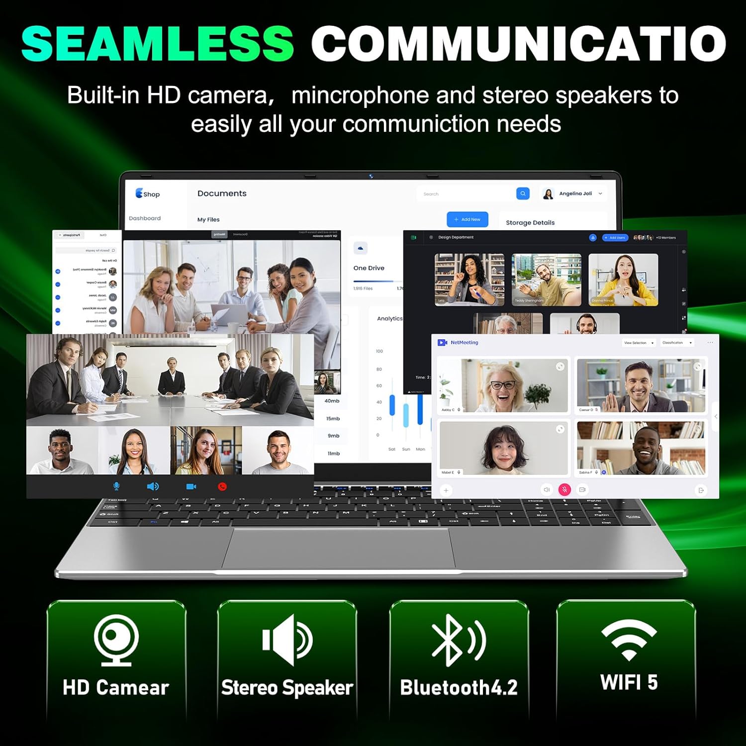 NAIKLULU 15.6 Pulgadas Ordenador Portatil RAM 16GB SSD 512GB, Processor M3-6Y30 Pc Portatil Laptop Notebook Computadora Portatil, 5000Mah/1920x1080P/Webcam/Ranura para Tarjeta TF - 3