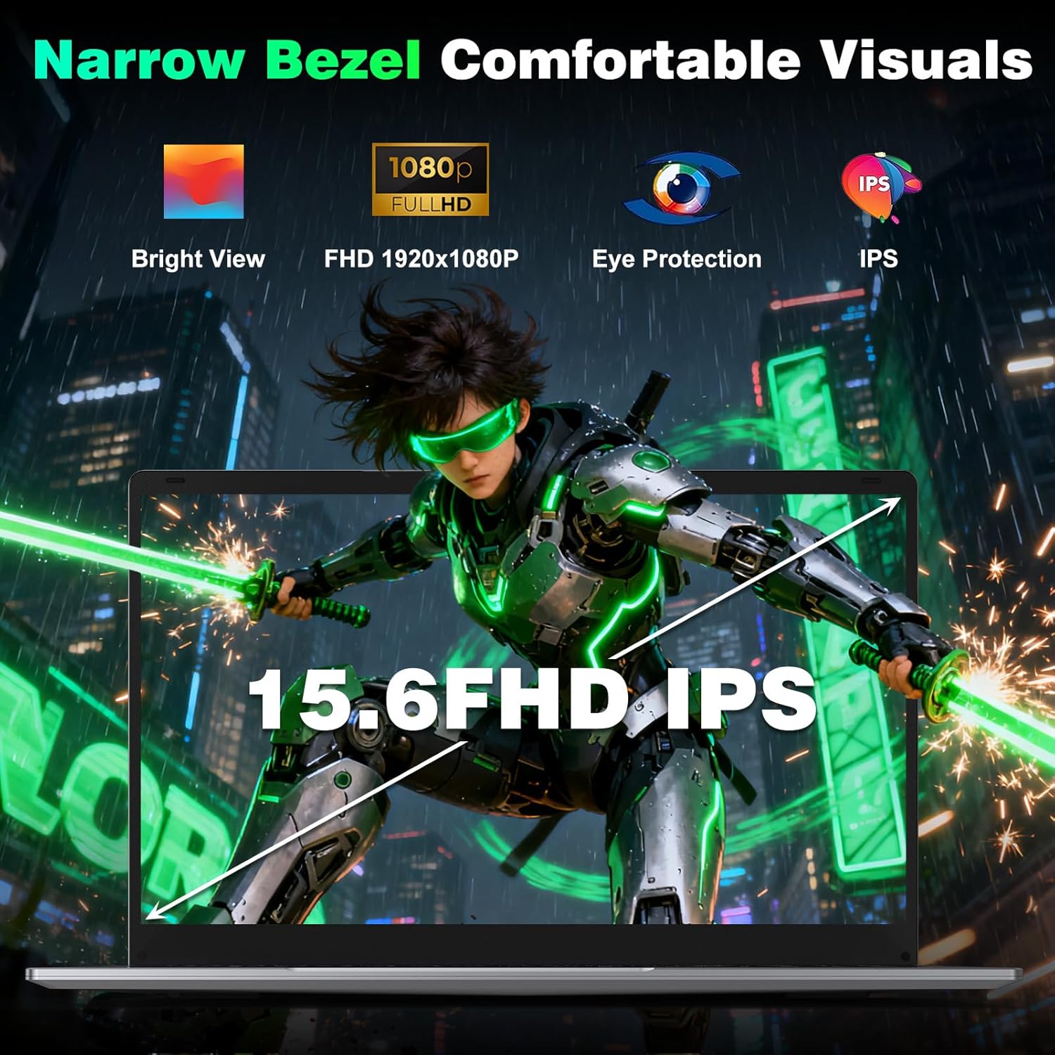 NAIKLULU 15.6 Pulgadas Ordenador Portatil RAM 16GB SSD 512GB, Processor M3-6Y30 Pc Portatil Laptop Notebook Computadora Portatil, 5000Mah/1920x1080P/Webcam/Ranura para Tarjeta TF - 6