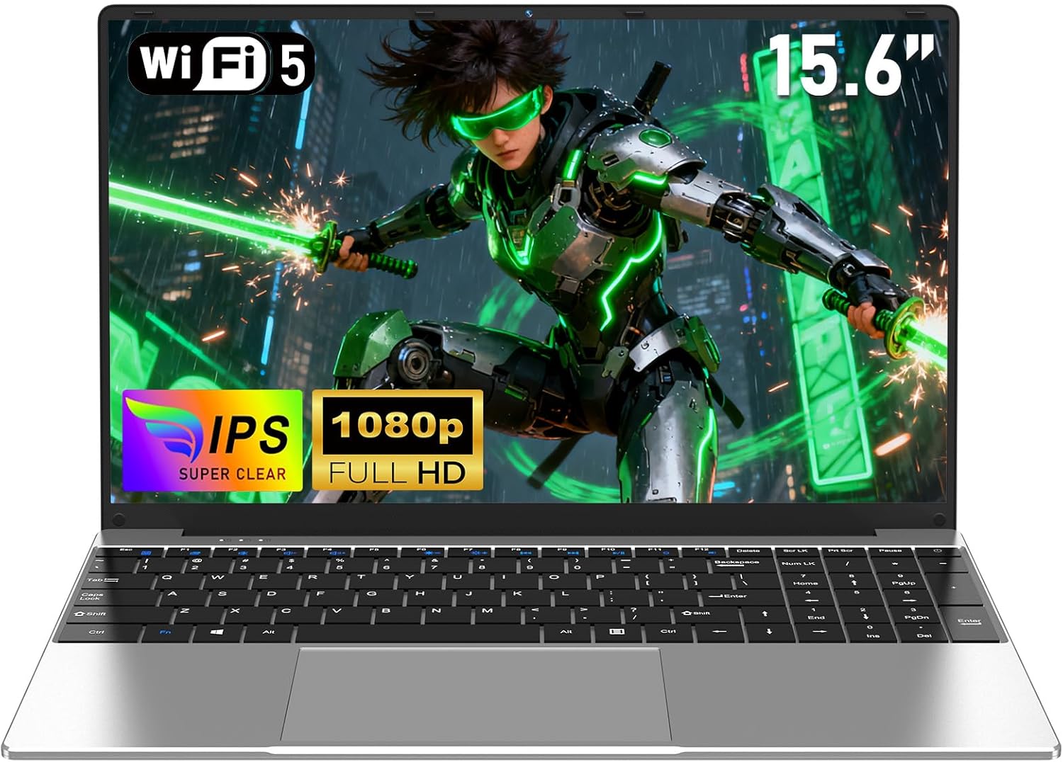 NAIKLULU 15.6 Pulgadas Ordenador Portatil RAM 16GB SSD 512GB, Processor M3-6Y30 Pc Portatil Laptop Notebook Computadora Portatil, 5000Mah/1920x1080P/Webcam/Ranura para Tarjeta TF - 1