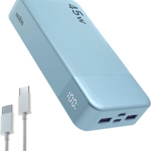 NOBIS 20000mAh Power Bank, 45W Bateria Externa Carga Rapida,PD3.0 QC4.0 Powerbank con 4 Salidas para MacBook, Phone 15 14 13 Pro S23 S22 (Azul)