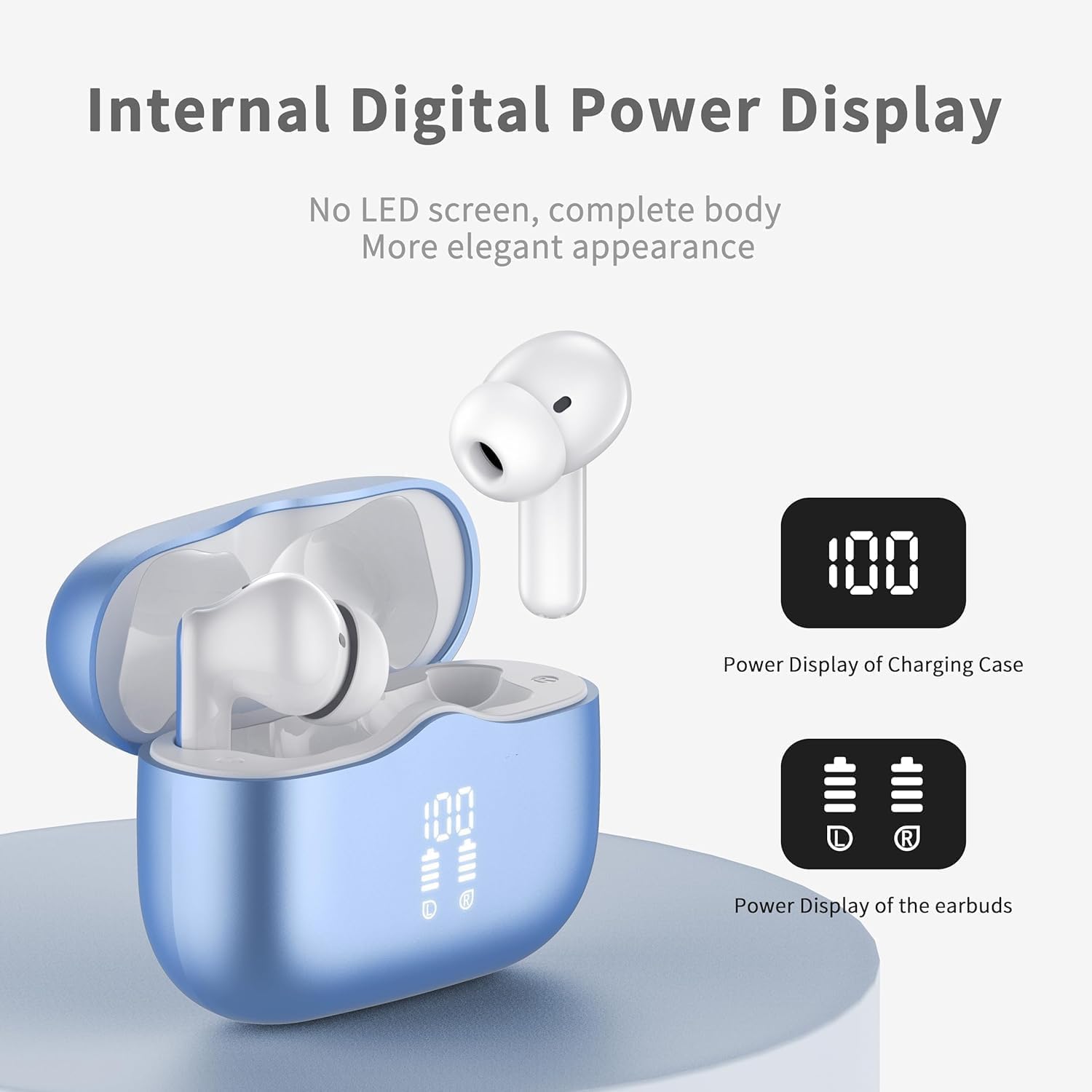 Nuevos Auriculares Inalambricos Bluetooth, 2026 Auriculares Bluetooth 5.4 HiFi Estéreo, 40H Cascos Inalambricos Bluetooth con IP7 Impermeablem, Pantalla LED, USB-C - 6