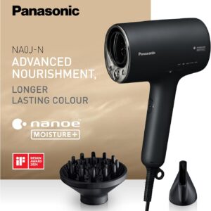 Panasonic EH-NA0J-N825 Nanoe MOISTURE+ y Secador de Cabello Mineral, if Desing Award, Detección Inteligente, Calor y Frío, Modos Cuidado de la Piel, Cuero Cabelludo y Puntas, 1600 W, Negro
