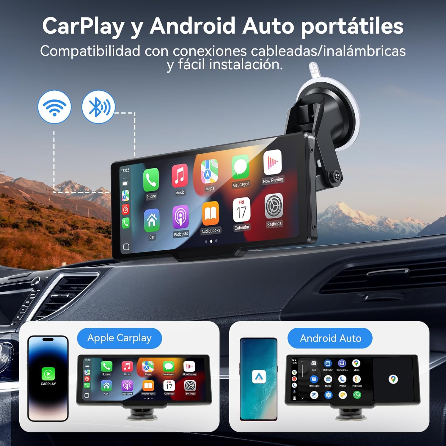 Pantalla Carplay Coche para A-pple & Android Auto, 10,26" Carplay Coche con Pantalla táctil, Cámara Trasera 1080p, OTA-Updates, Bluetooth, GPS, Super Link, FM, AUX, Siri de Voz - 2