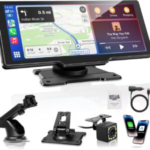 Pantalla Carplay Coche para A-pple & Android Auto, 10,26" Carplay Coche con Pantalla táctil, Cámara Trasera 1080p, OTA-Updates, Bluetooth, GPS, Super Link, FM, AUX, Siri de Voz