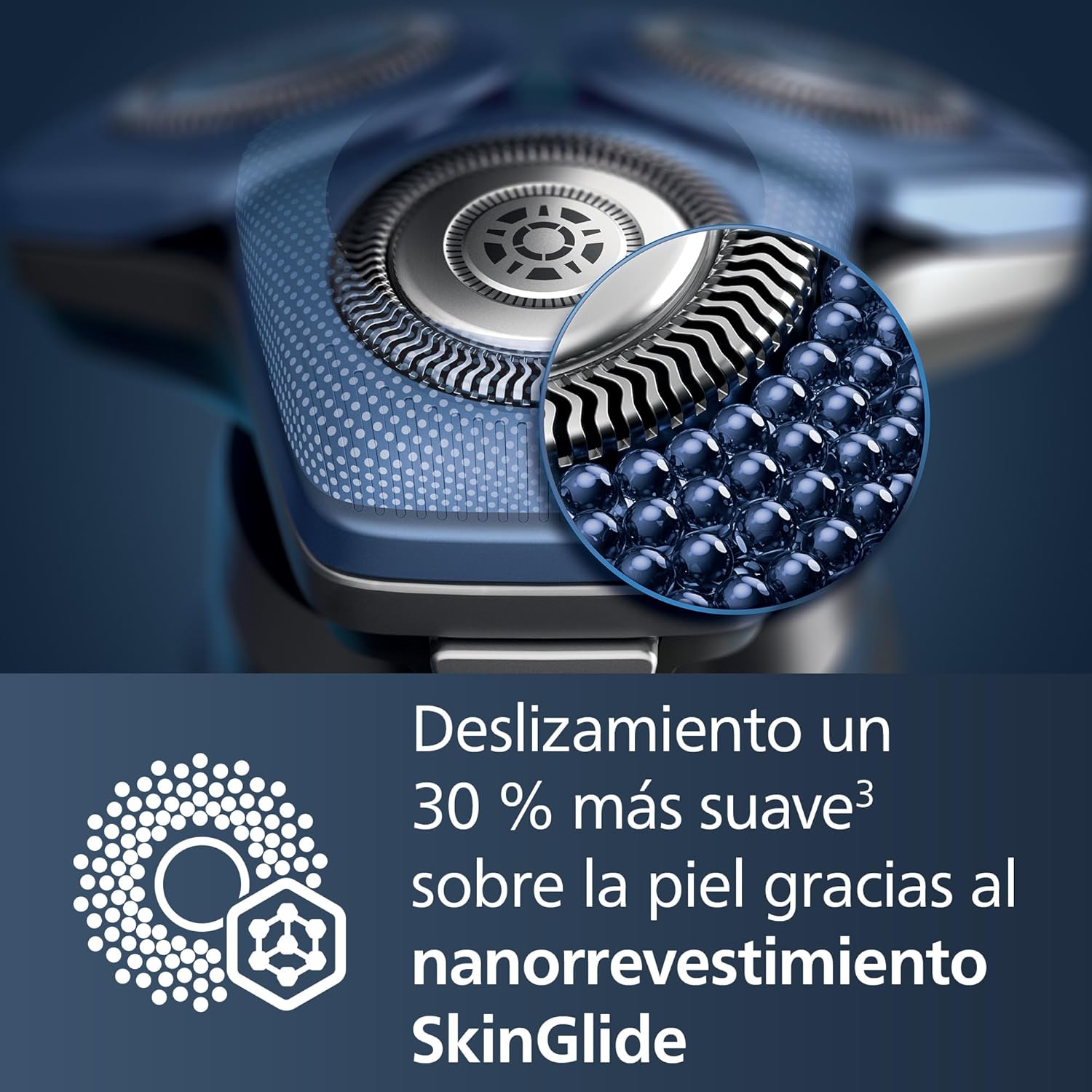 Philips Serie 7000 Afeitadora Eléctrica Hombre, Máquina de Afeitar Barba con Barbero, 45 cuchillas, Para piel sensible, 60min de uso, En Seco y Húmedo, Recargable, Centro de Limpieza, S7882/54, Azul - 4