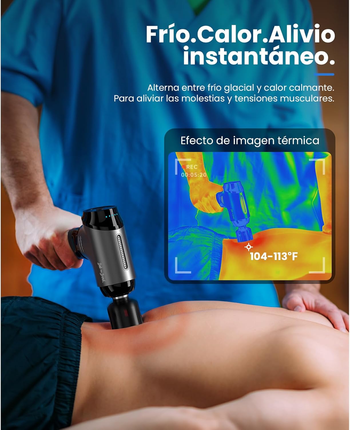 Pistola de Masaje Muscular Calor y frío, Bob and Brad T2 Pro Pistola Masaje Massage Gun, Masajeador de Músculos de Tejido Profundo y 4000mAh Batería 10mm Amplitud, para Aliviar el Dolor Muscular - 2