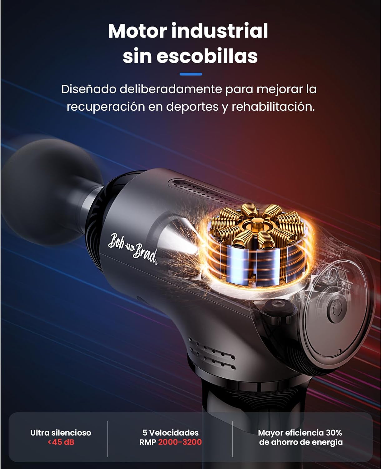 Pistola de Masaje Muscular Calor y frío, Bob and Brad T2 Pro Pistola Masaje Massage Gun, Masajeador de Músculos de Tejido Profundo y 4000mAh Batería 10mm Amplitud, para Aliviar el Dolor Muscular - 6