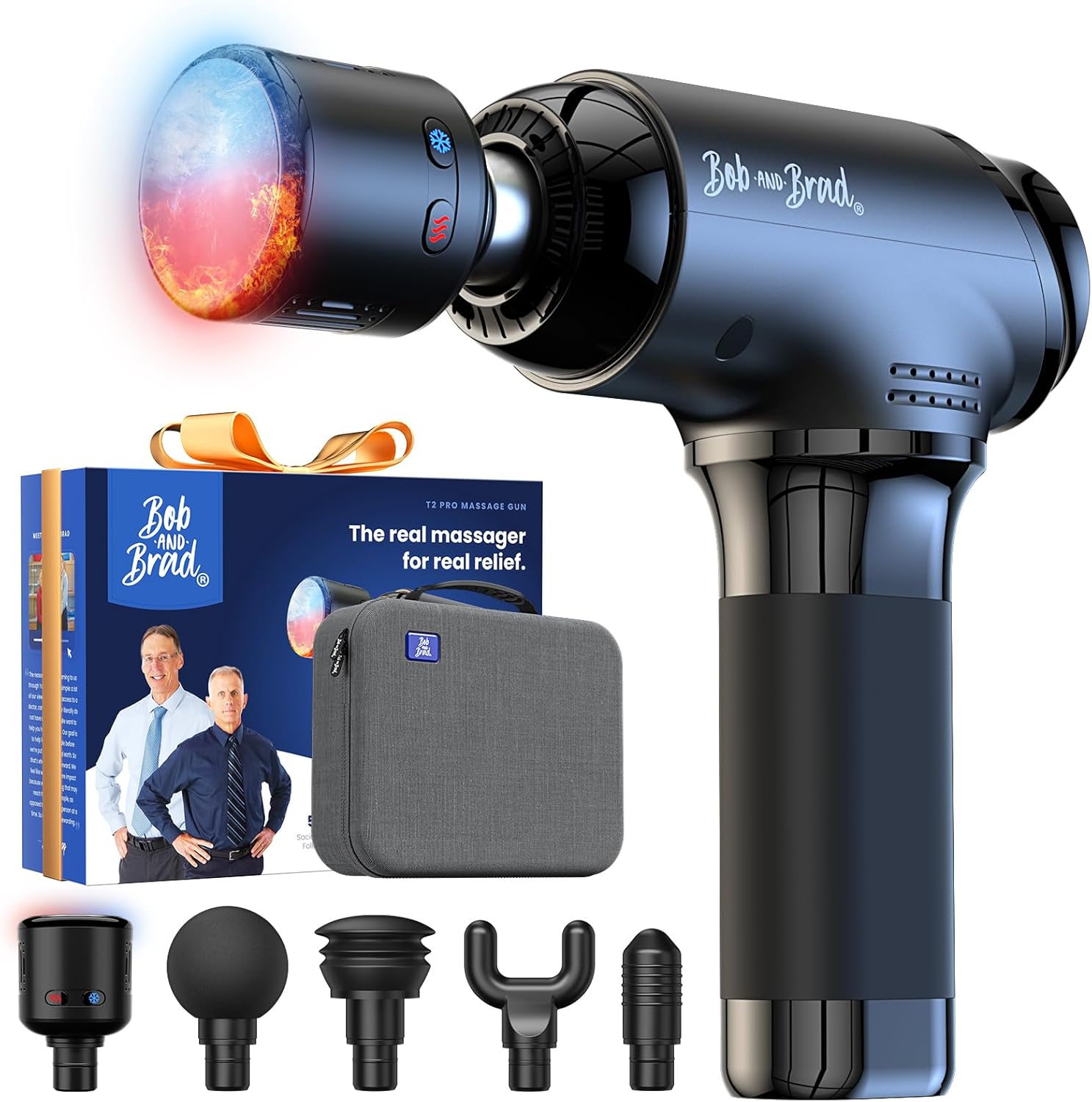 Pistola de Masaje Muscular Calor y frío, Bob and Brad T2 Pro Pistola Masaje Massage Gun, Masajeador de Músculos de Tejido Profundo y 4000mAh Batería 10mm Amplitud, para Aliviar el Dolor Muscular - 1