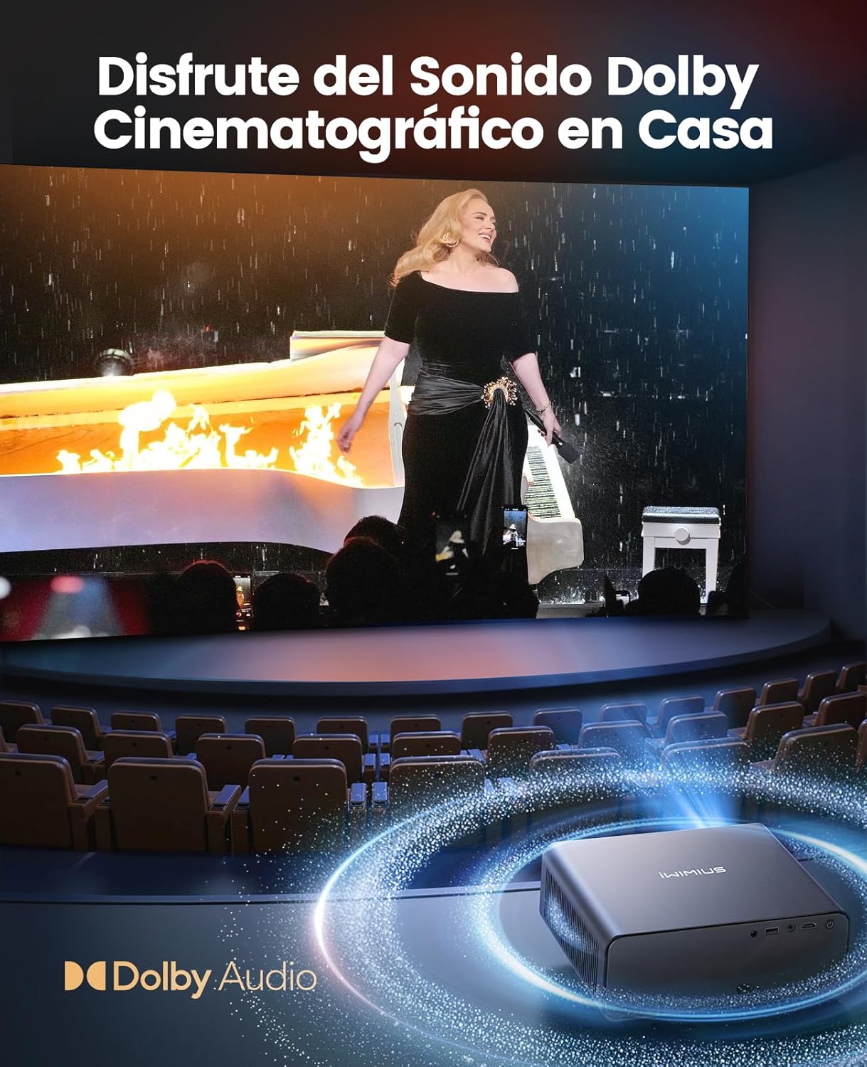 Proyector 4K【Netflix Incluido/Dolby】 35000 Lúmenes Smart Proyector 4K Auto Focus/Keystone WiFi Bluetooth FHD 1080P,HDR10, Apps Oficiales Proyectors Portátil WiFi6 Cine en Casa/Exterior/Regalo HDMIARC - 4