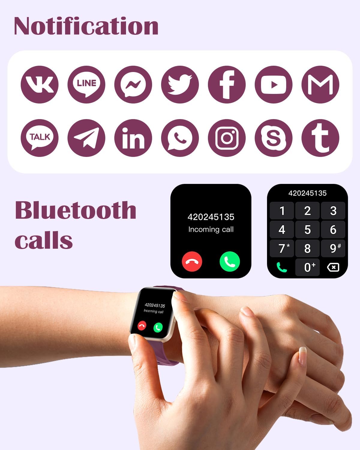 RUIMEN Reloj Inteligente Mujer Hombre con Llamada,1,85" Smartwatch con Pulsómetro,Podómetro,Oxímetro,Monitor Sueño,Esfera de Reloj Personalizada,Impermeable IP68 Pulsera de Actividad para iOS Android - 2