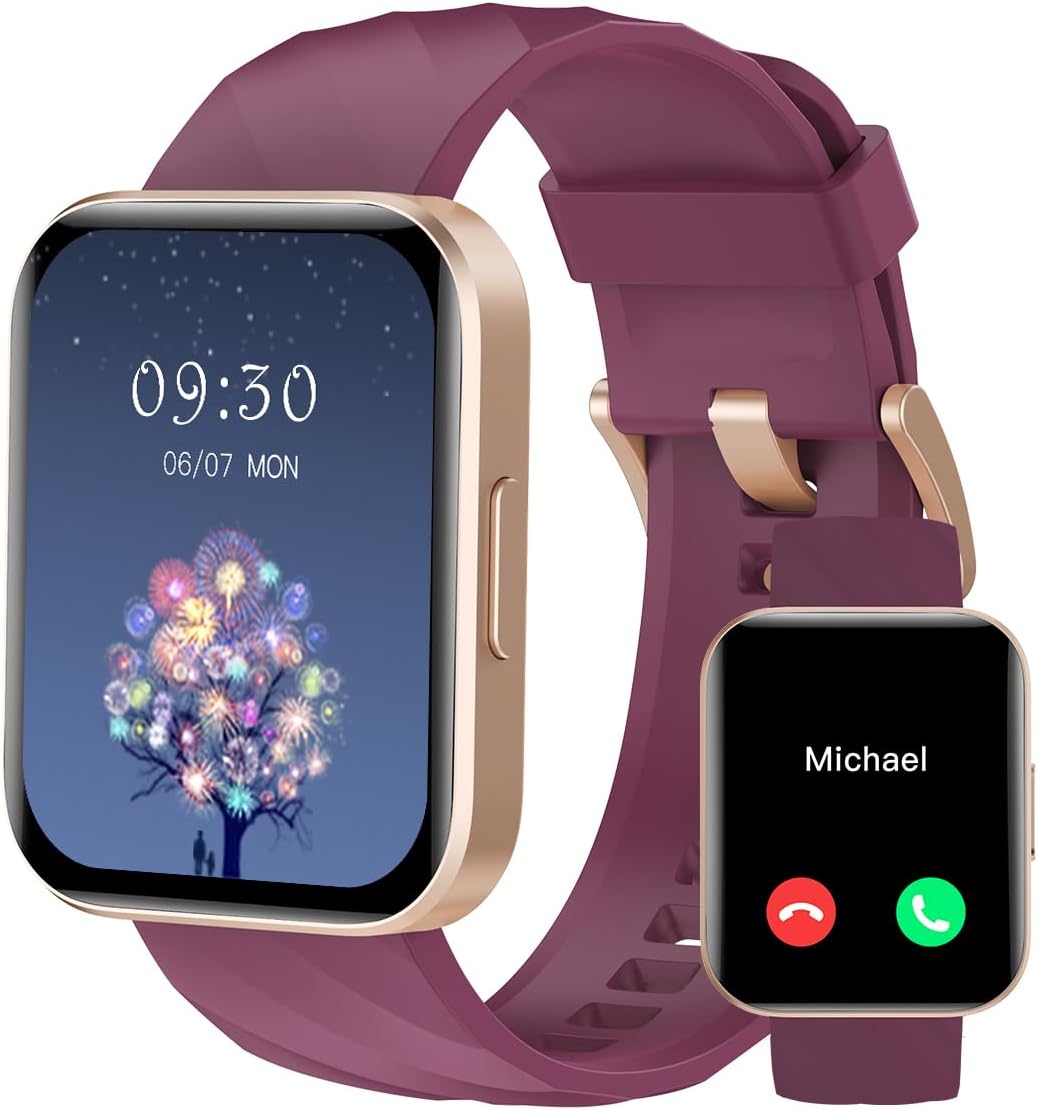 RUIMEN Reloj Inteligente Mujer Hombre con Llamada,1,85" Smartwatch con Pulsómetro,Podómetro,Oxímetro,Monitor Sueño,Esfera de Reloj Personalizada,Impermeable IP68 Pulsera de Actividad para iOS Android - 1