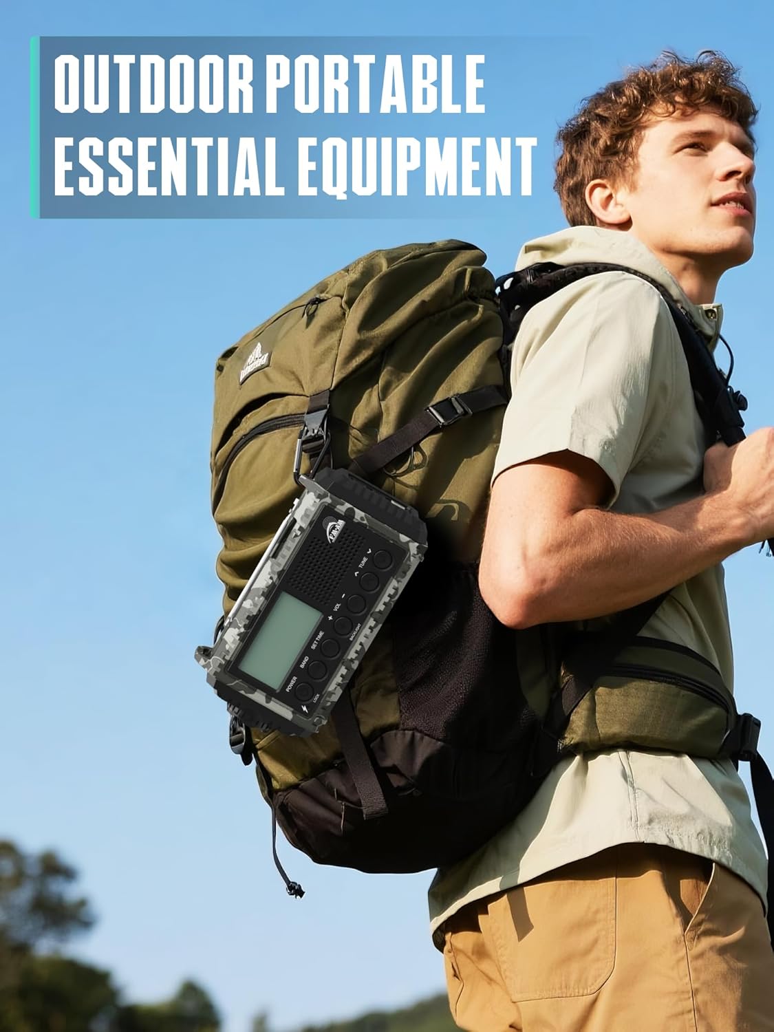 Radio Solar Portatil, Pilas Emergencia 12000mah Bateria Recargable, FM/Am/SW, Lámpara Lectura, Linterna, SOS, USB/Tipo C, Radio Dinamo para Acampar, Senderismo, Equipo de Emergencia para Camping - 5