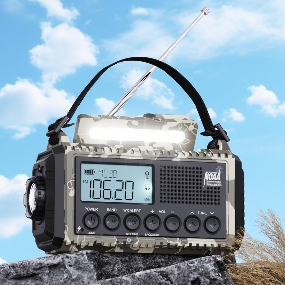 Radio Solar Portatil, Pilas Emergencia 12000mah Bateria Recargable, FM/Am/SW, Lámpara Lectura, Linterna, SOS, USB/Tipo C, Radio Dinamo para Acampar, Senderismo, Equipo de Emergencia para Camping - 1
