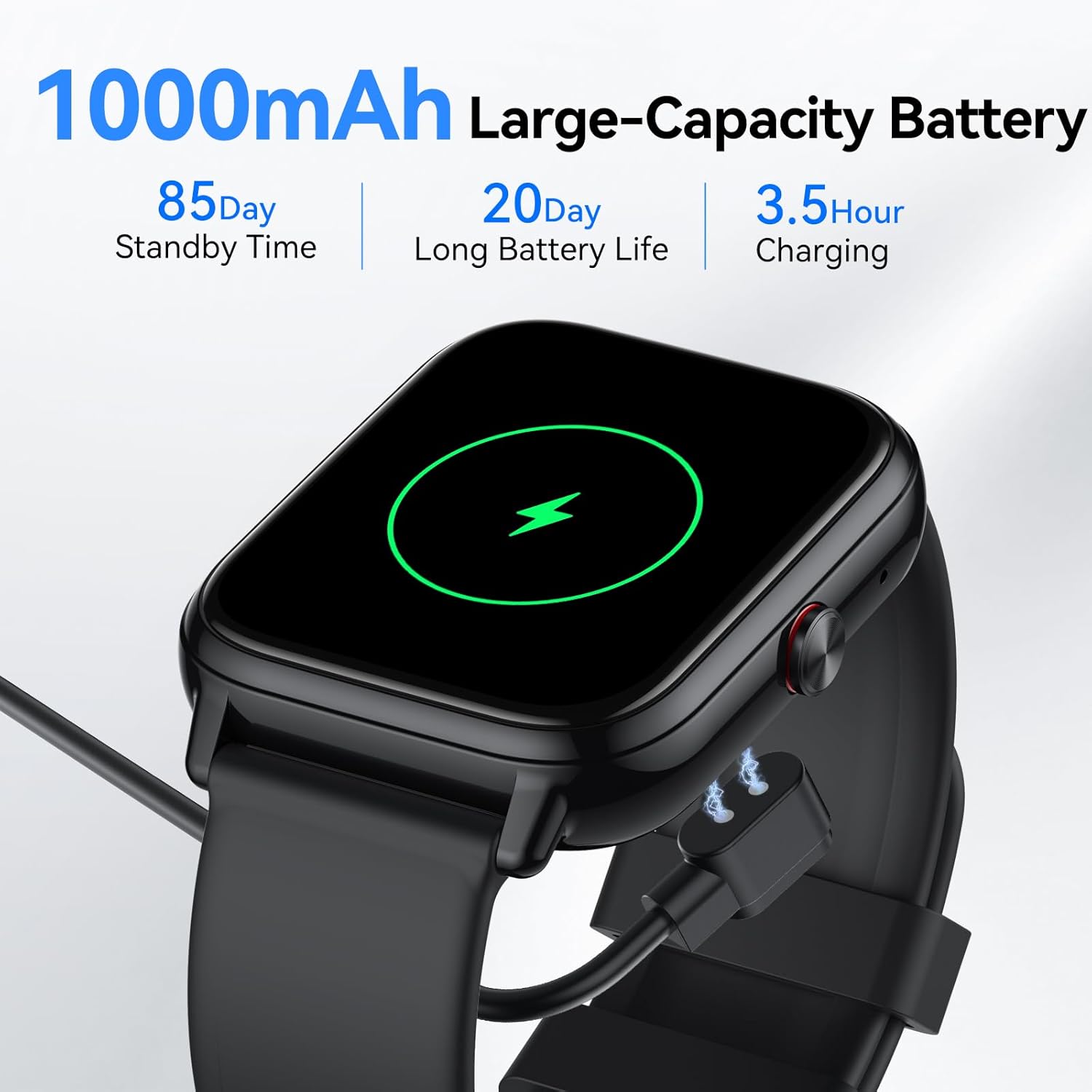 Reloj Inteligente Hombre Mujer, 1.83"HD Smartwatch con Llamadas Bluetooth, Batería de 1000mAh, Autonomía de 20 Días, Impermeable IP68, 110+ Deportivos Modos, Reloj Deportivo para Android iOS - 2