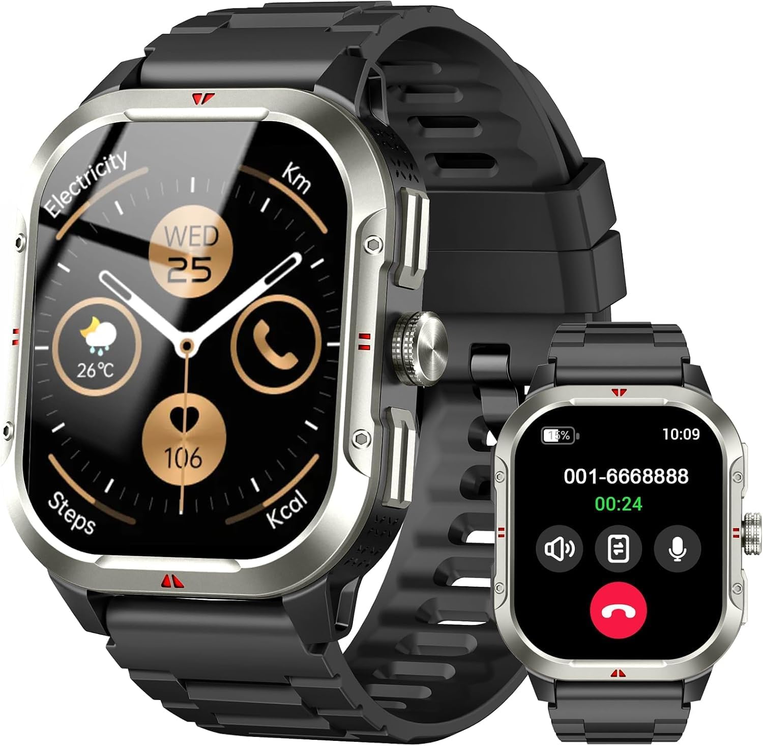 Reloj Inteligente Hombre con GPS, 2.06'' HD Smartwatch con Llamadas Bluetooth, IP68 Fitness Tracker con 110+ Modos Deportivos, Monitor de Sueño/Podómetro/Pulsómetro/SpO2 Smart Watch para Android iOS - 1