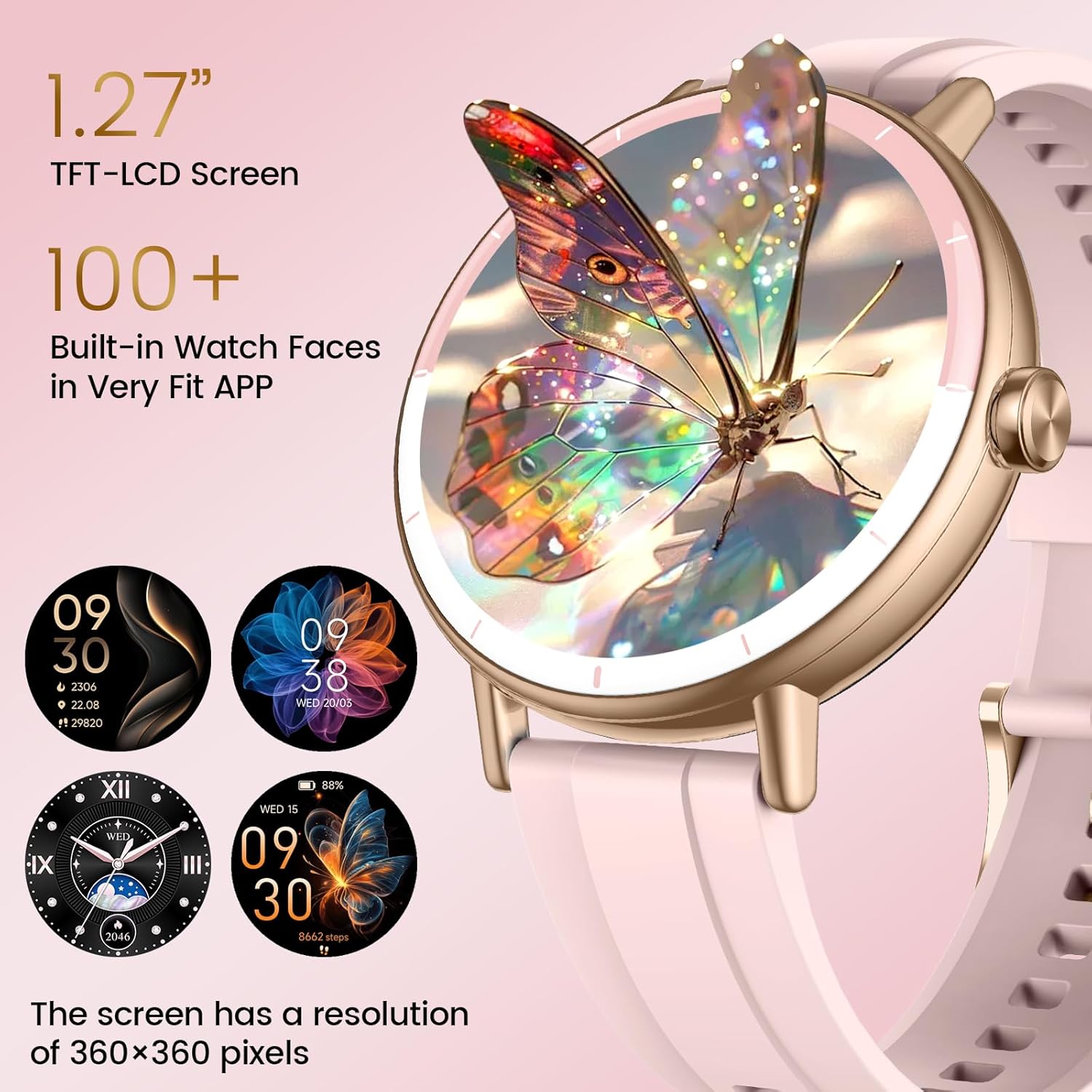 Reloj Inteligente Mujer, 1.27" HD Smartwatch Mujer con Llamadas Bluetooth, 2026 Smart Watch con Pulsómetro/Monitor de Sueño/Podómetro, IP68 Pulsera Actividad con 110+ Modos Deportivos para Android iOS - 6