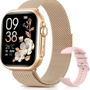 Reloj Inteligente Mujer con Autonomía 100 Días, 1000mAh Batería Grande, 1.83" Smartwatch Mujer con Llamadas, SpO2, Pulsómetro, Sueño, 120+ Modos Deportivos Calorías IP68 Podómetro Android iOS Rosa Oro