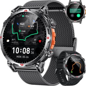 Reloj Inteligente Smartwatch Hombre con GPS: 1.7''AMOLED Pantalla Táctil Bluetooth SmartWatch con GPT Ai Esfera Brújula SpO2 Sueño Presión Arterial 100+Modo Deportivo 3ATM Impermeable Para Android iOS