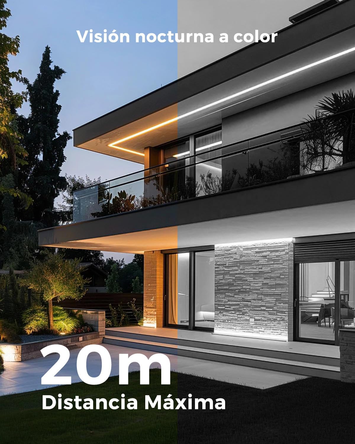 Reobiux 2K Camara Vigilancia WiFi Exterior con Doble Lente, Cámara IP Vigilancia Domicilio con Visión Nocturna Color, Seguimiento Automático, Audio Bidireccional, Grabación Continua 24/7, IP66 - 6
