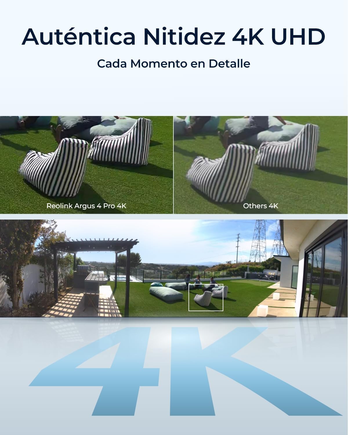 Reolink 180° 4K Camara WiFi Exterior Solar con Bateria Sin Cables, Visión Nocturna en ColorX F1.0, 8MP Camara Seguridad con 2,4/5GHz Wi-Fi 6, Detección PIR y AI, Argus 4 Pro+Panel Solar (Negro) - 4