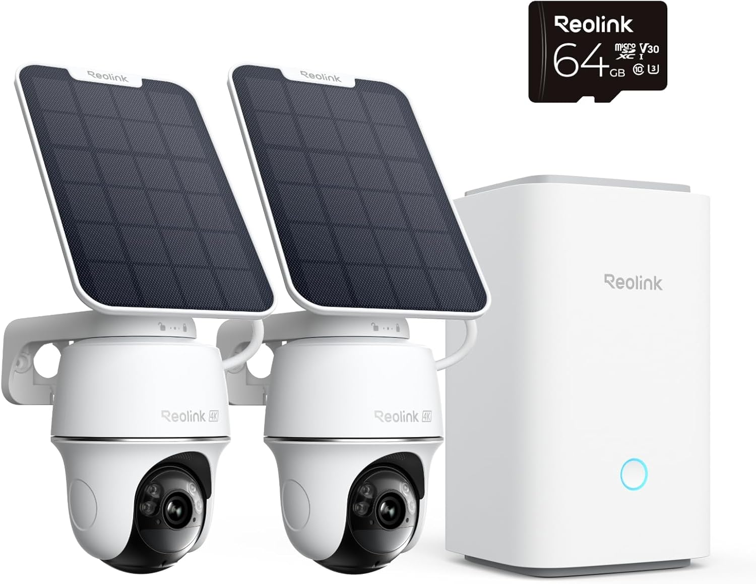 Reolink 4K 360° PT Camara Vigilancia WiFi Outdoor Solar con Seguimiento Automático, Gestión Central y Almacenamiento, Sin Cuotas Mensuales por Almacenamiento Local, Set de 2 Argus PT Ultra + SP - 1