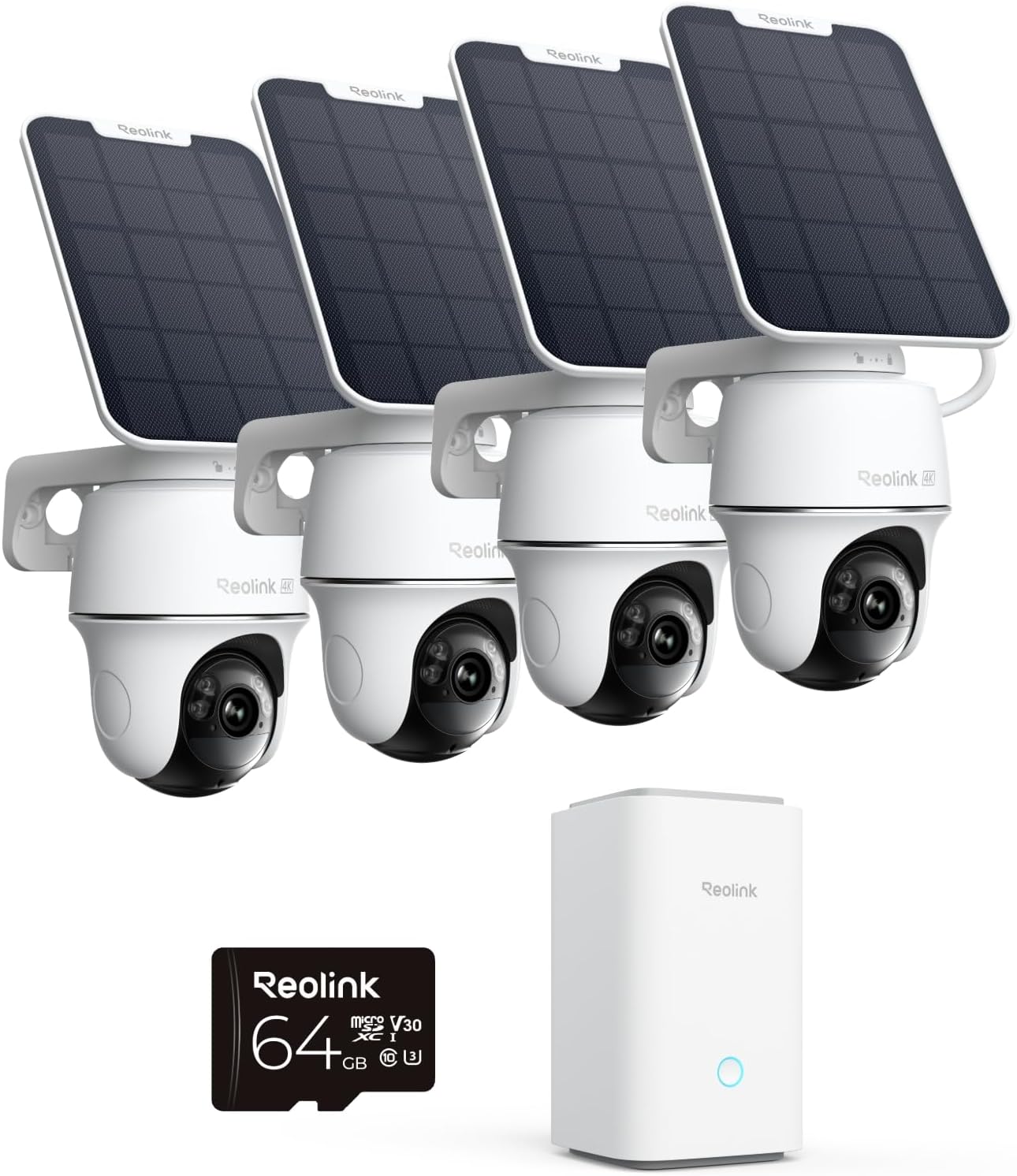 Reolink 4K 360° PT Camara Vigilancia WiFi Outdoor Solar con Seguimiento Automático, Gestión Central y Almacenamiento, Sin Cuotas Mensuales por Almacenamiento Local, Set de 4 Argus PT Ultra + SP - 1