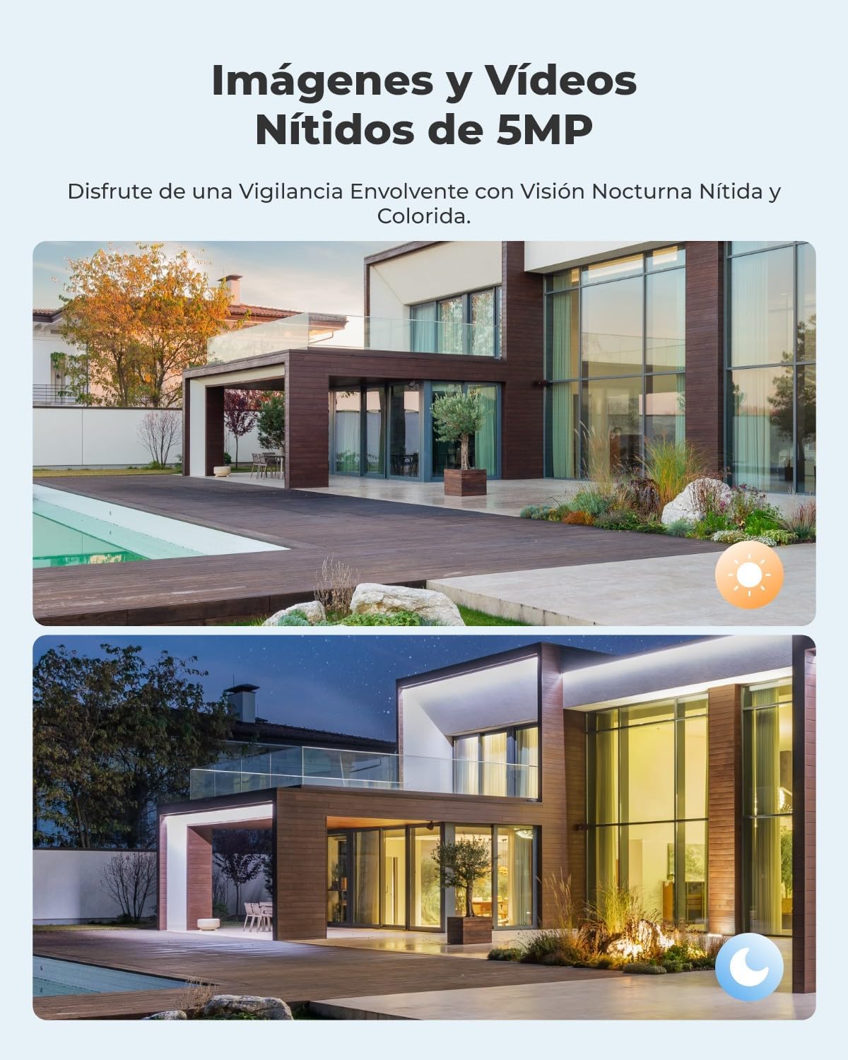 Reolink 5MP Camara Vigilancia WiFi Exterior Bateria Solar, Argus PT 5MP Cámara de Vigilancia 360° con Panel Solar, Cámara IP Sin Cable con Detección Smart, Cloud, Audio de 2 Via, Compatible con Alexa - 2