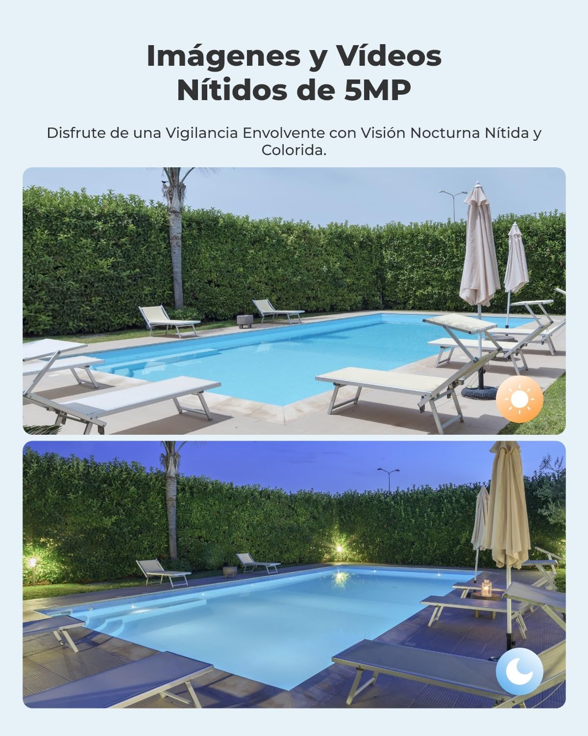 Reolink 5MP Camara Vigilancia WiFi Exterior Solar, Cámara Vigilancia Inalambrica 360° con Bateria, Camara WiFi 2,4/5 GHz, Detección Smart, Compatible con Alexa/Cloud, Argus PT(Negro) + Panel Solar - 3