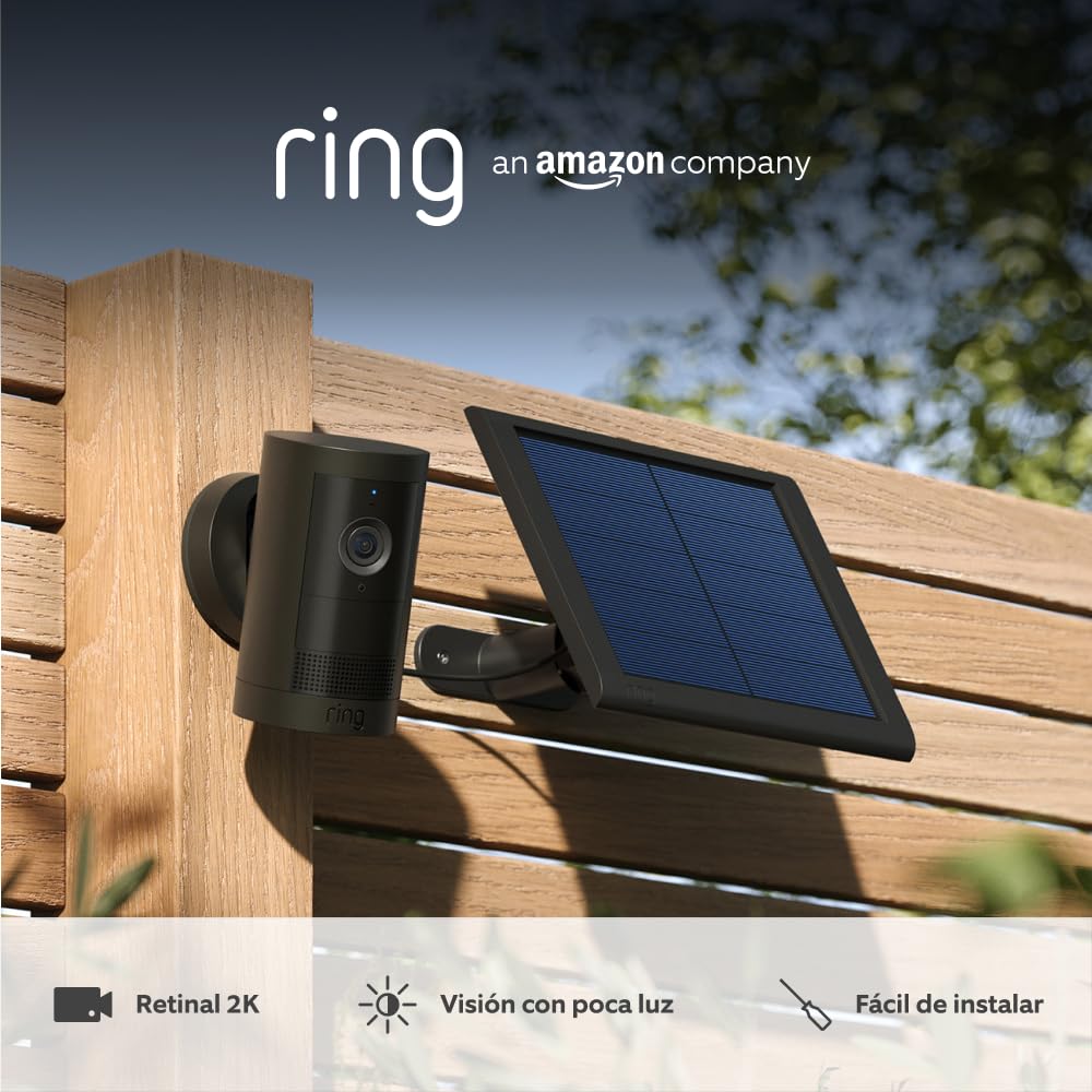 Ring | Cámara exterior Plus solar (Outdoor Camera Plus última generación) | Vídeo 2K de gran angular | Cámara inalámbrica exterior | Prueba gratuita de 30 días del plan de suscripción Ring - 1