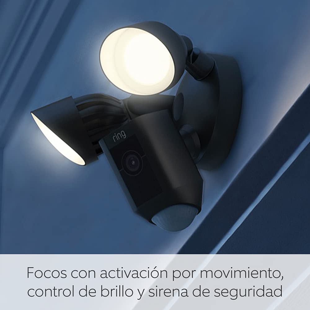 Ring cámara Plus con focos cableada (Floodlight Cam Wired Plus) | Cámara de vigilancia exterior wifi con vídeo HD, comunicación bidireccional, focos LED, sirena integrada | 30 días gratis de Ring Home - 4