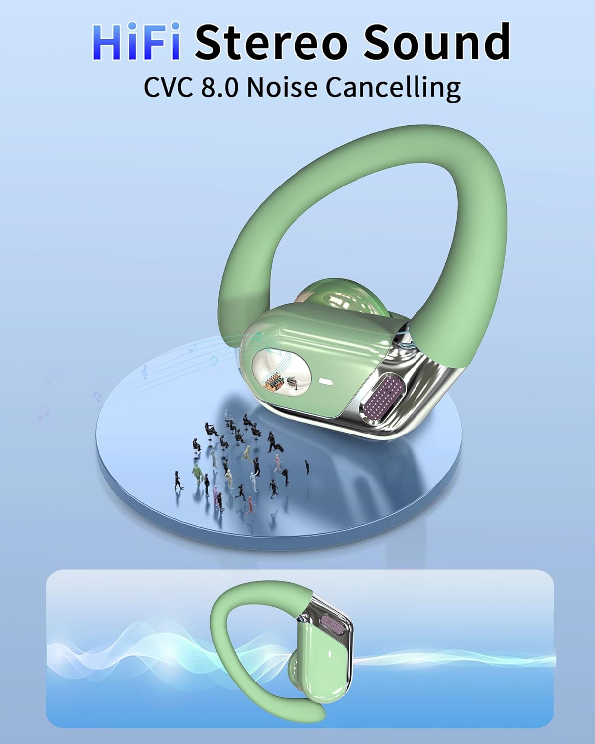 Rolosar Auriculares Bluetooth, auriculares inalámbricos Bluetooth 5.4, tiempo de reproducción de 50 horas en el oído, auriculares con 4 micrófono ENC con cancelación de ruido ENC - 4