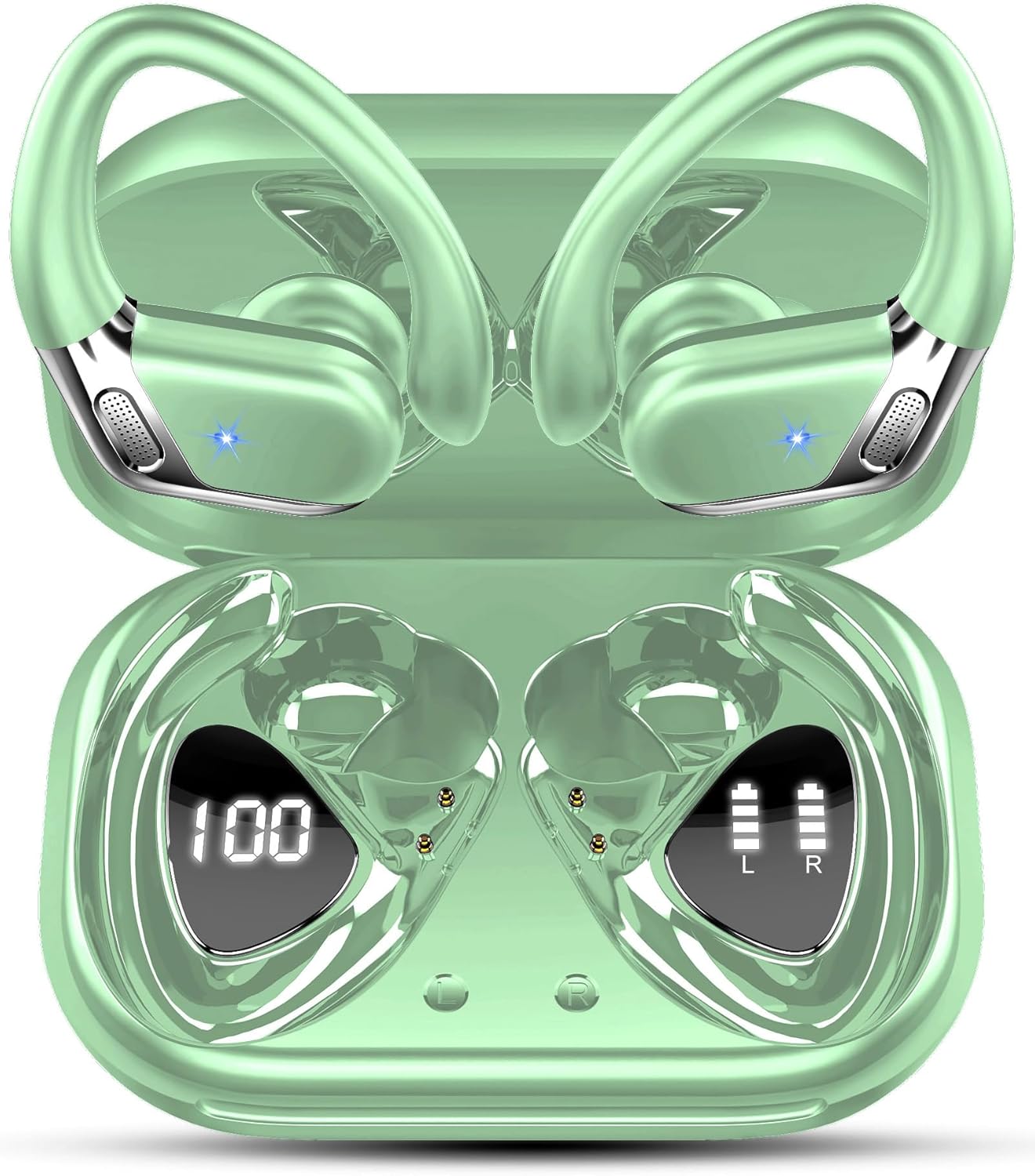 Rolosar Auriculares Bluetooth, auriculares inalámbricos Bluetooth 5.4, tiempo de reproducción de 50 horas en el oído, auriculares con 4 micrófono ENC con cancelación de ruido ENC - 1