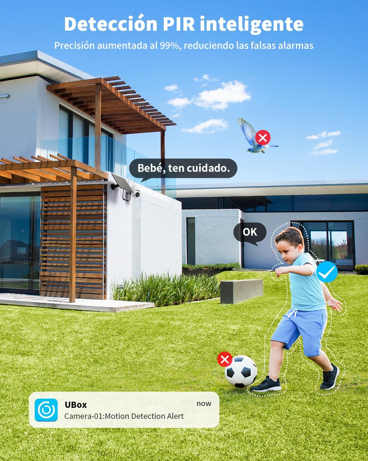 SEHMUA 4G LTE Camara Vigilancia Exterior con Panel Solar, 2K PTZ Cámara Vigilancia con Tarjeta Sim, Detección Humana PIR, Visión Nocturna, IP66 Impermeable, PTZ 355°/90°, Audio de Dos Vías - 3