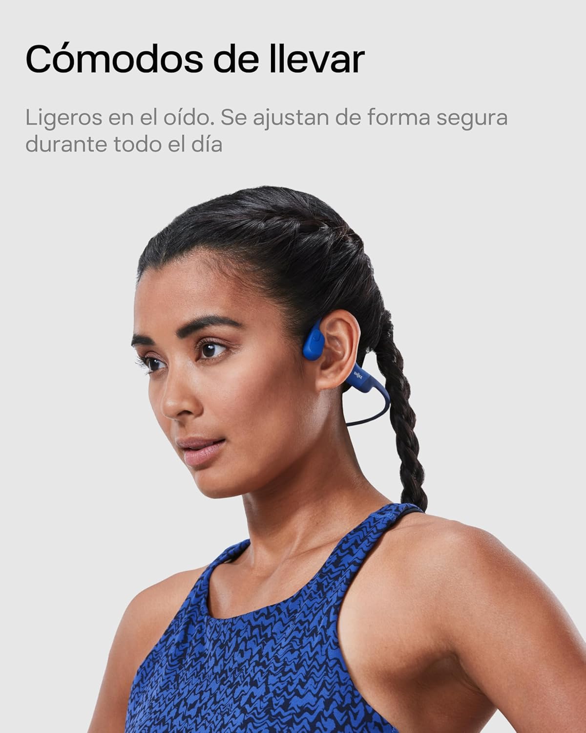 SHOKZ OpenRun Auriculares Conducción Ósea, Deportivos Inalámbricos Bluetooth con Micrófono Cancelación de Ruido, Open-Ear de Oído Abierto, Resistentes al Agua IP67 para Correr, USB-C, Azul - 3
