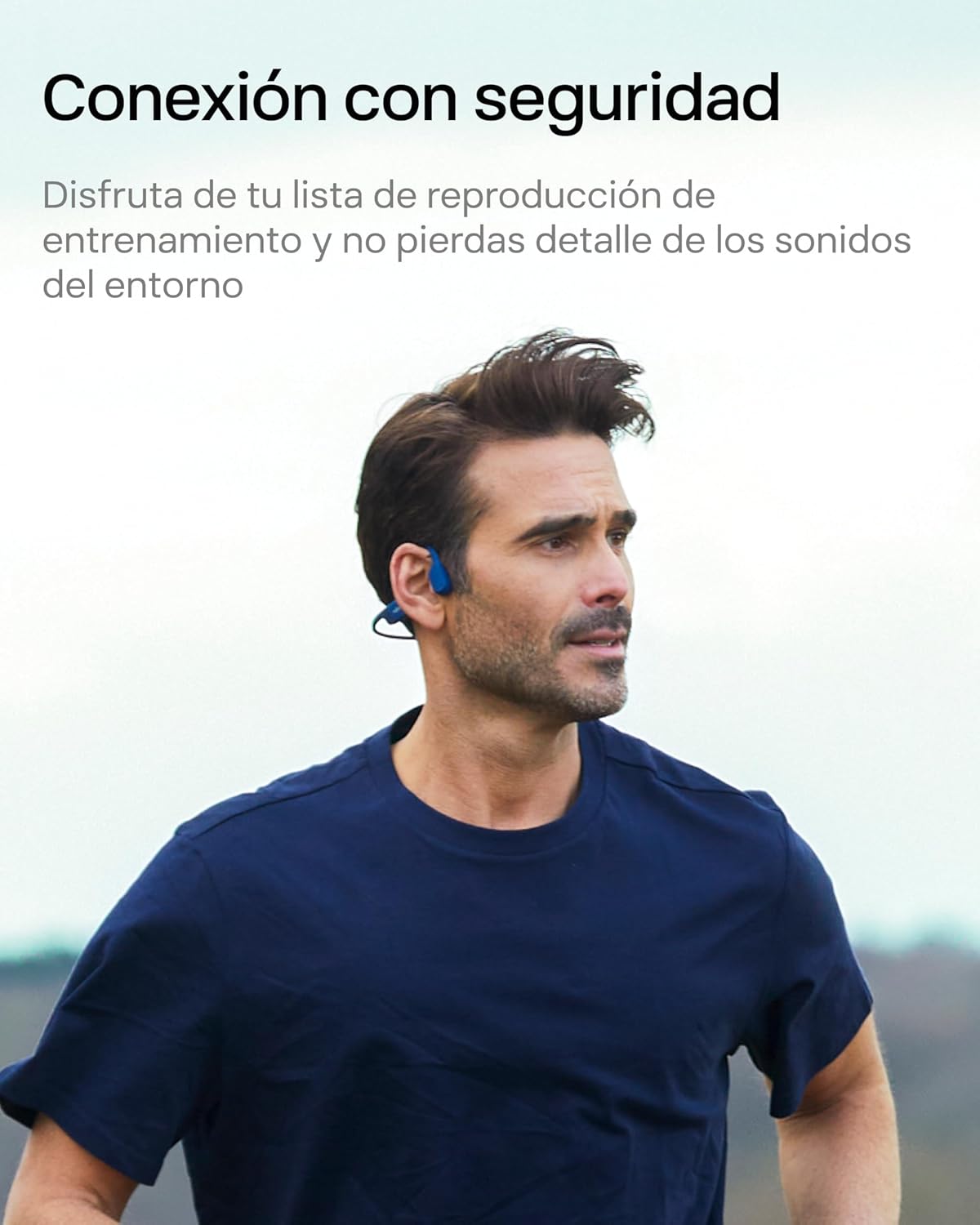 SHOKZ OpenRun Auriculares Conducción Ósea, Deportivos Inalámbricos Bluetooth con Micrófono Cancelación de Ruido, Open-Ear de Oído Abierto, Resistentes al Agua IP67 para Correr, USB-C, Azul - 4