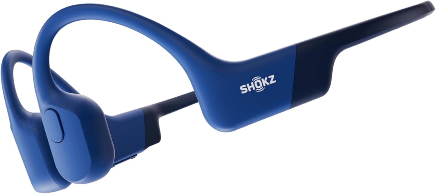 SHOKZ OpenRun Auriculares Conducción Ósea, Deportivos Inalámbricos Bluetooth con Micrófono Cancelación de Ruido, Open-Ear de Oído Abierto, Resistentes al Agua IP67 para Correr, USB-C, Azul - 1
