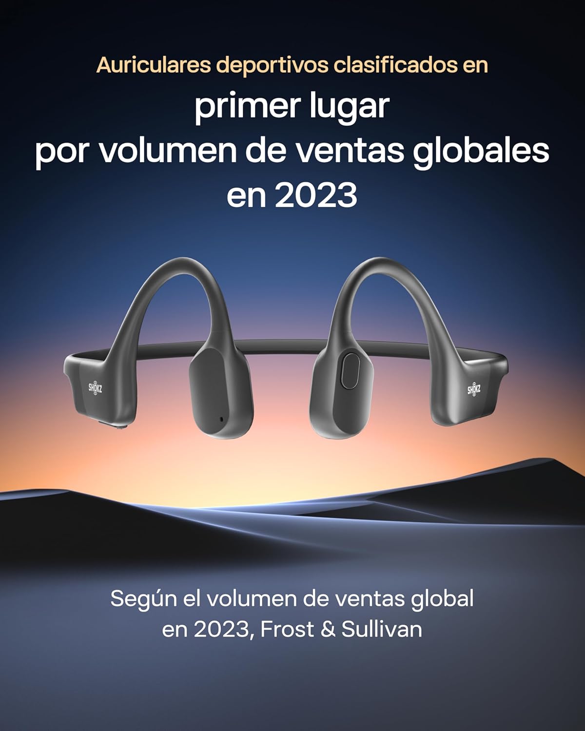 SHOKZ OpenRun Auriculares Conducción Ósea, Deportivos Inalámbricos Bluetooth con Micrófono Cancelación de Ruido, Open-Ear de Oído Abierto, Resistentes al Agua IP67 para Correr, USB-C, Negro - 2