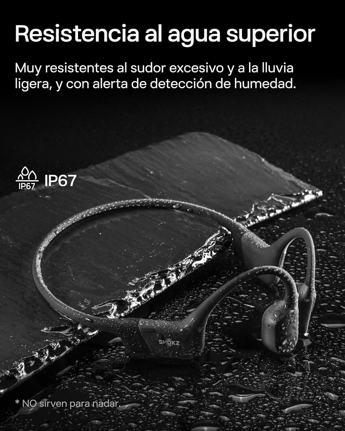 SHOKZ OpenRun Auriculares Conducción Ósea, Deportivos Inalámbricos Bluetooth con Micrófono Cancelación de Ruido, Open-Ear de Oído Abierto, Resistentes al Agua IP67 para Correr, USB-C, Negro - 5