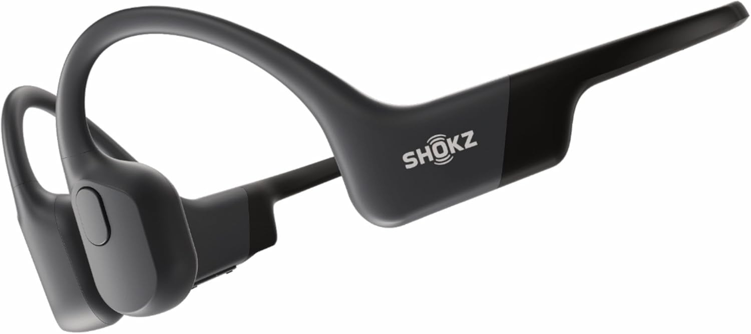 SHOKZ OpenRun Auriculares Conducción Ósea, Deportivos Inalámbricos Bluetooth con Micrófono Cancelación de Ruido, Open-Ear de Oído Abierto, Resistentes al Agua IP67 para Correr, USB-C, Negro - 1