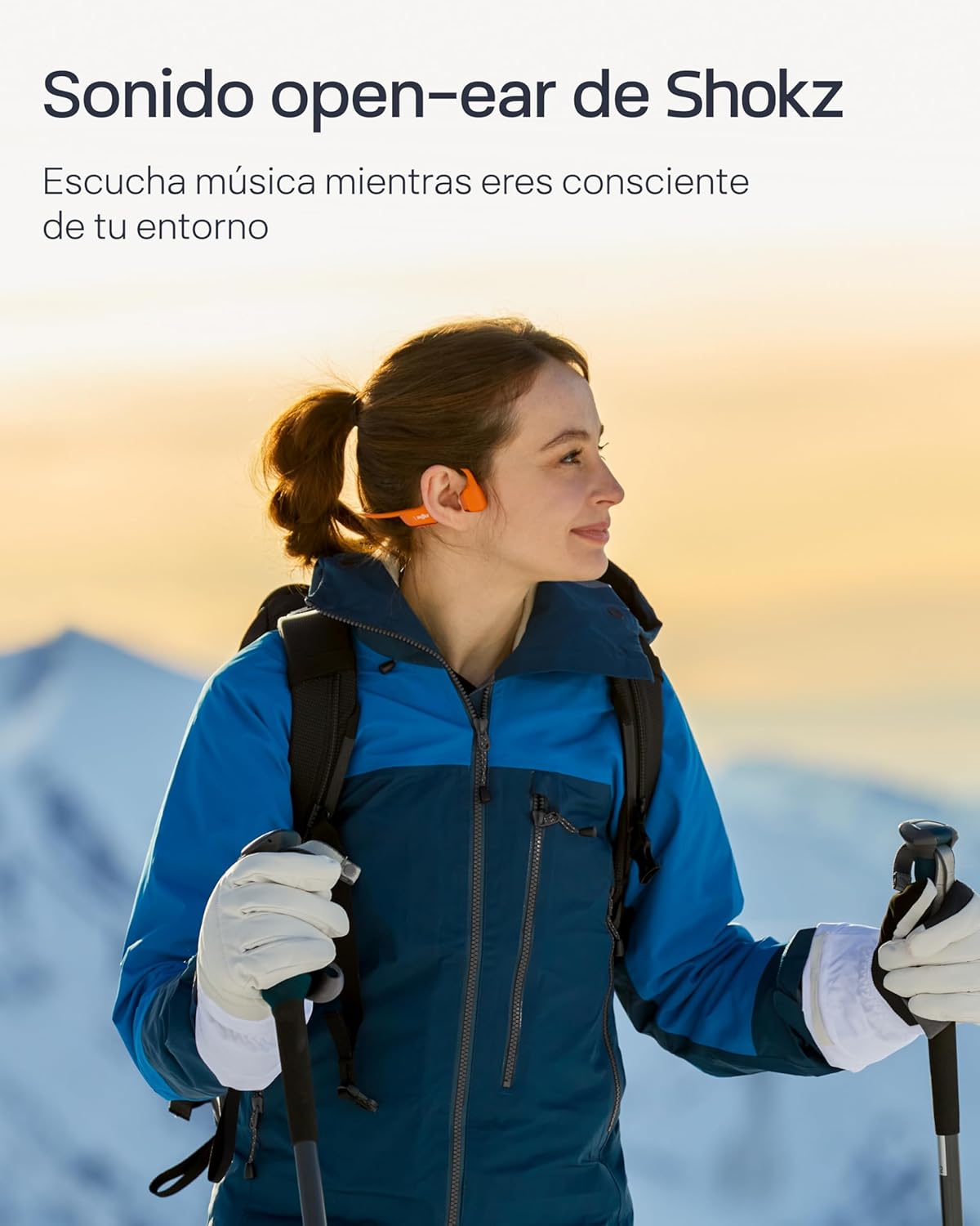 SHOKZ OpenRun Pro 2 Auriculares Deportivos de Conducción Ósea, Inalámbricos Bluetooth 5.3, Micrófonos con Cancelación de Ruido, Resistente al Agua IP55, 12h Reproducción, Carga Rápida USB-C, Naranja - 5