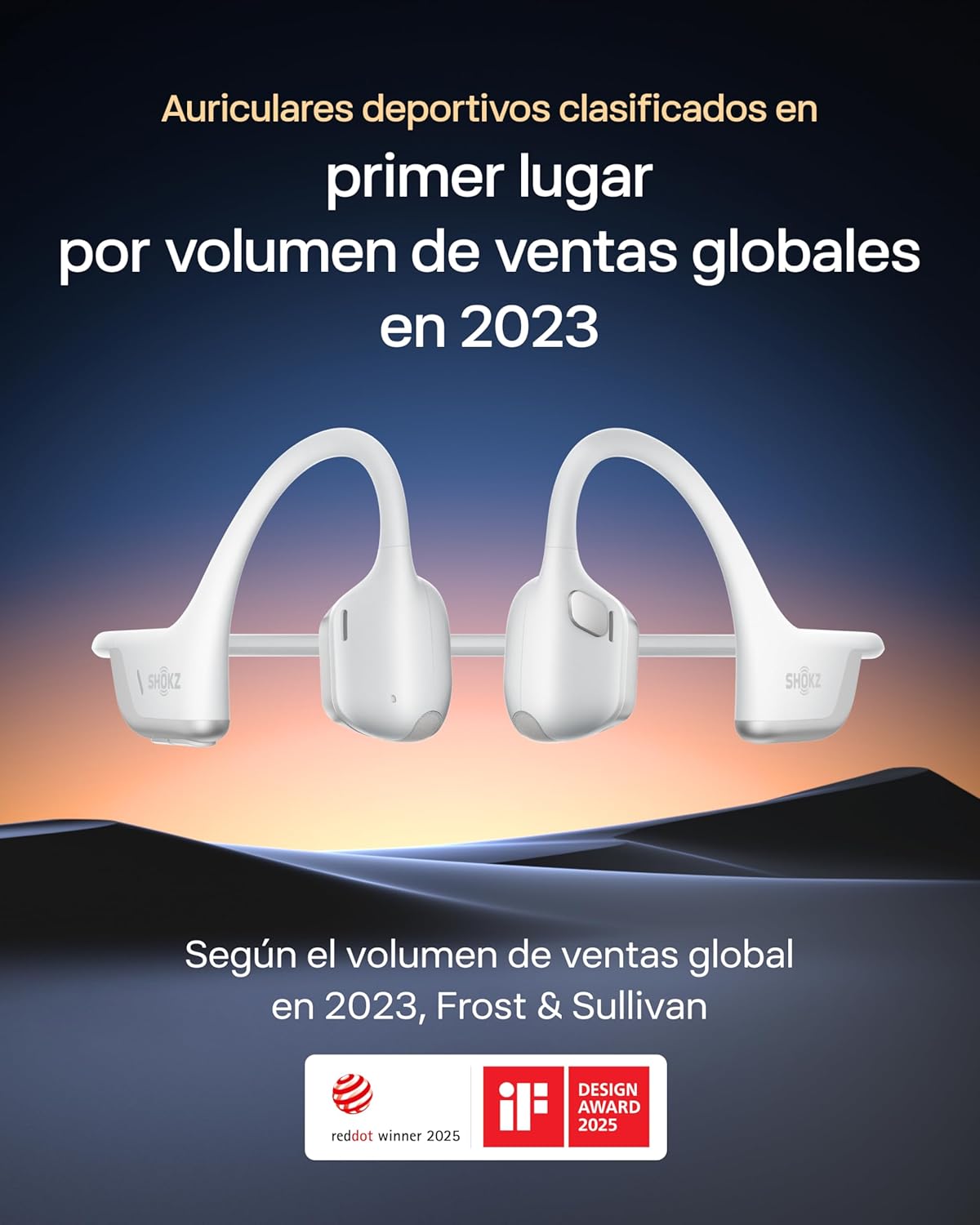 SHOKZ OpenRun Pro 2 Auriculares Deportivos de Conducción Ósea, Inalámbricos Bluetooth 5.3, Micrófonos con Cancelación de Ruido, Resistente al Agua IP55, 12h Reproducción, Carga Rápida USB-C, Plata - 2