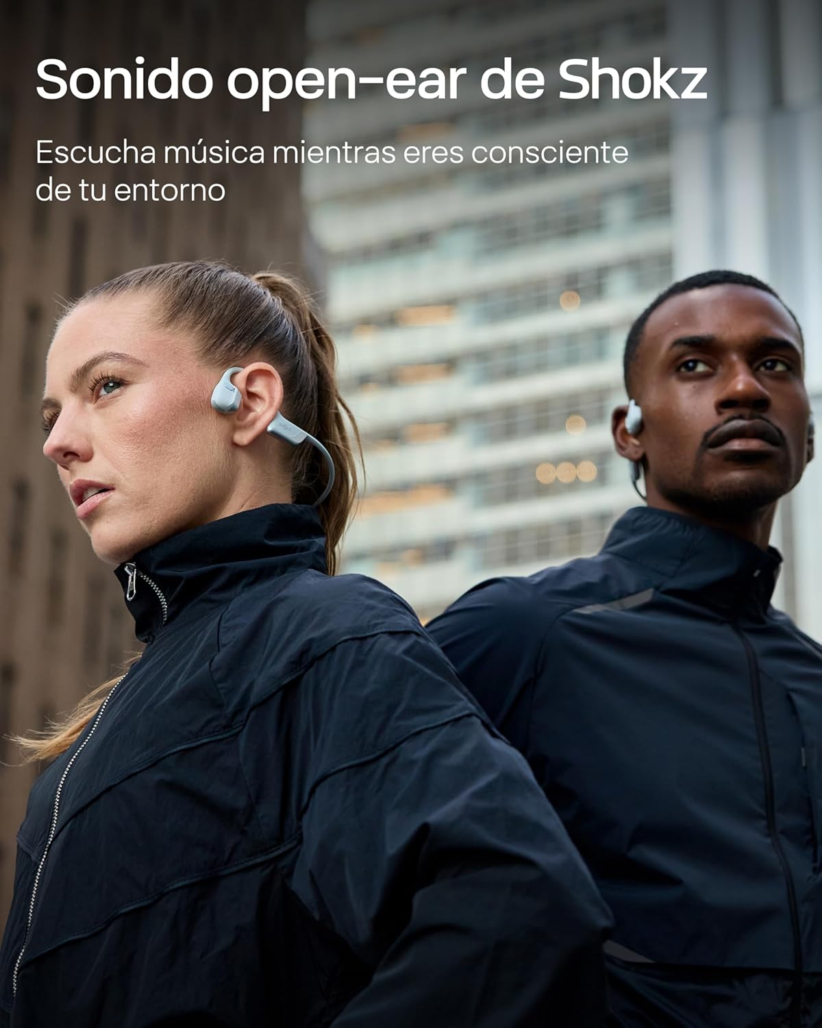 SHOKZ OpenRun Pro 2 Auriculares Deportivos de Conducción Ósea, Inalámbricos Bluetooth 5.3, Micrófonos con Cancelación de Ruido, Resistente al Agua IP55, 12h Reproducción, Carga Rápida USB-C, Plata - 5