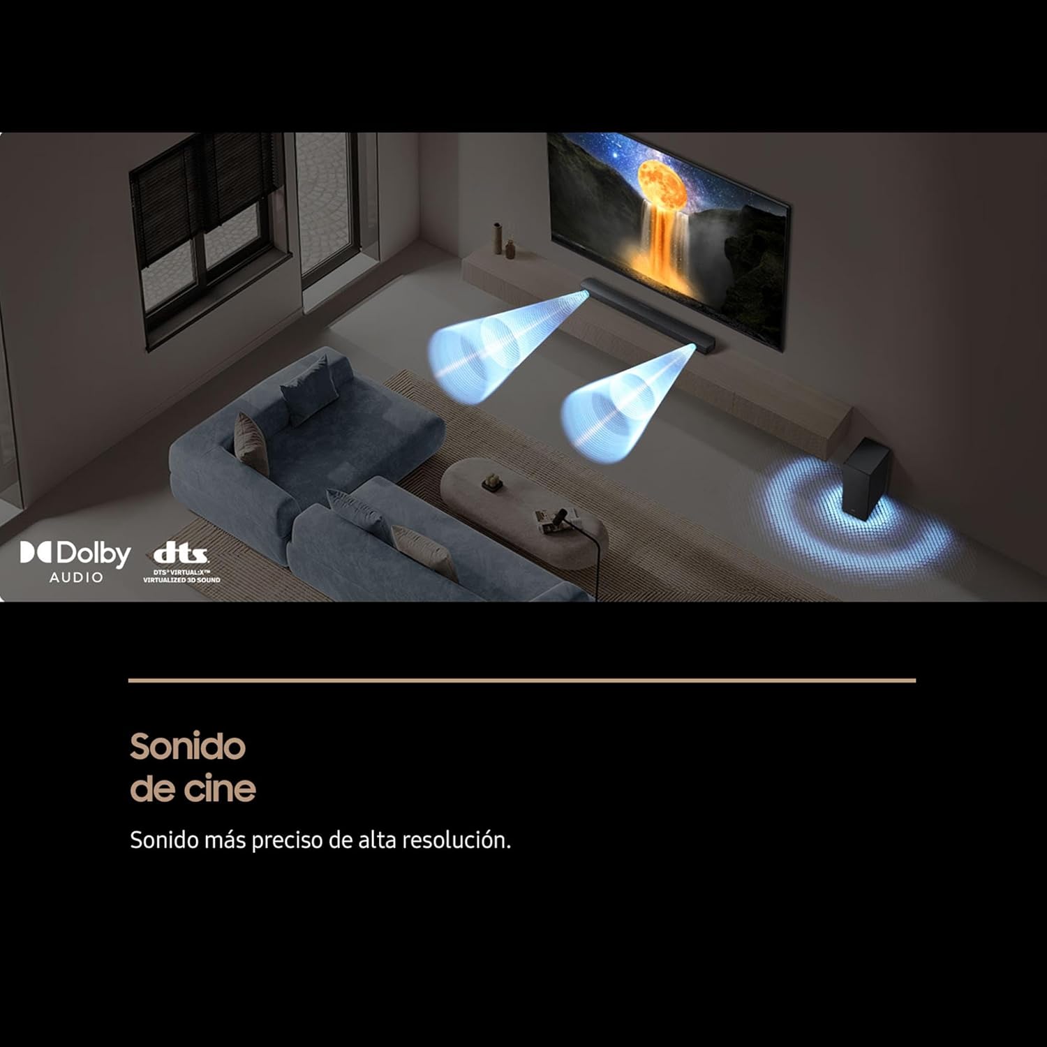 Samsung Barra de Sonido HW-B46CF/ZF - 2.1ch, Dolby Audio/DTS Virtual:X, Bass Boost, Sonido Inteligente - 2