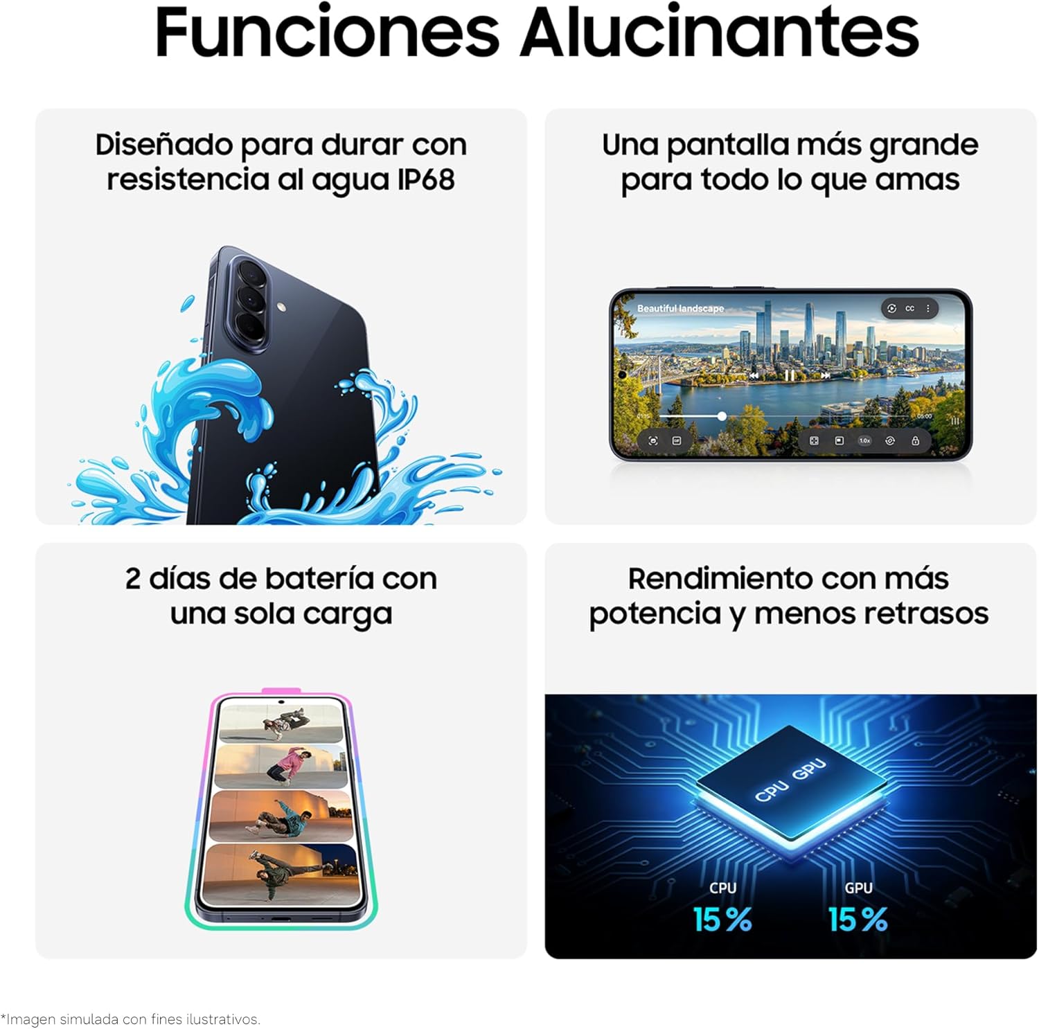 Samsung Galaxy A57 5G, 256GB, Móvil Fino con IA, 8GB, Gran Angular 50MP, Autonomía 2 Días, Batería 5000mAh, IP68, Garantía del Fabricante 3 Años + 1 Año Extra, Color Lila (Versión Española) - 6