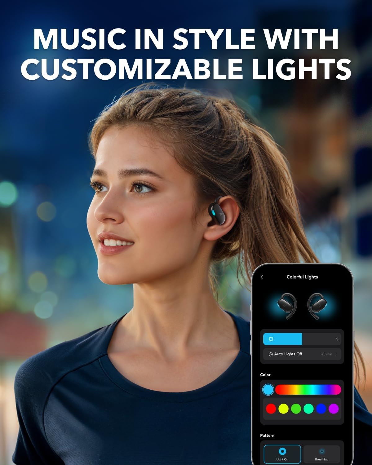 Soundcore Anker V20i Auriculares Open-Ear, Ganchos Giratorios para Orejas, Ajuste Ceñido, Graves Potentes, Llamadas Nítidas, IP55, Luces Led, 36 h de Autonomía, Bluetooth 5.4, Conexión Multipunto - 6