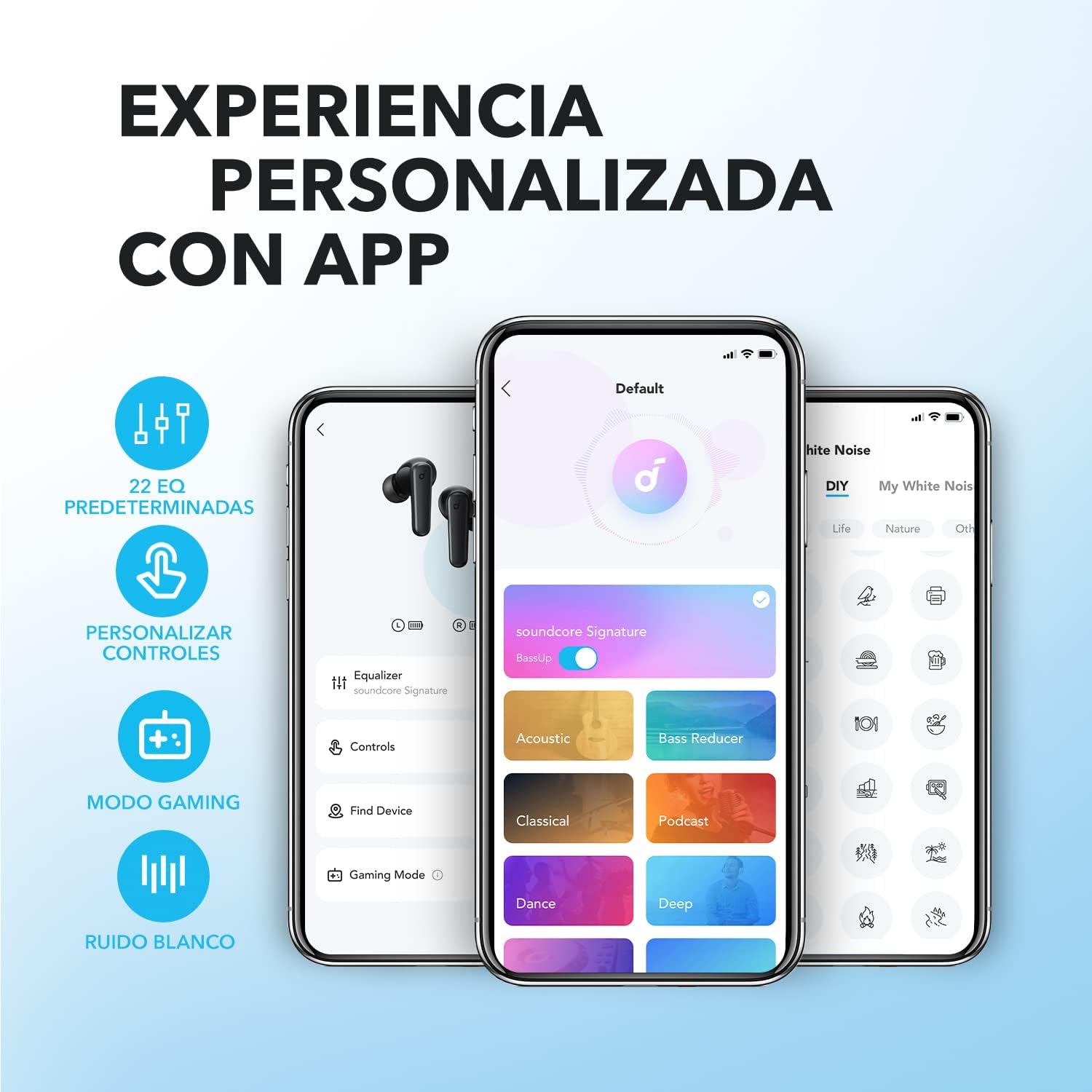 Soundcore P20i Auriculares inalámbricos Bluetooth by Anker, diafragmas de 10mm con Big Bass, Auriculares Bluetooth 5.3, Reproducción 30H, IPX5, 2 micros para Llamadas nítidas con IA, EQ Personalizado - 3