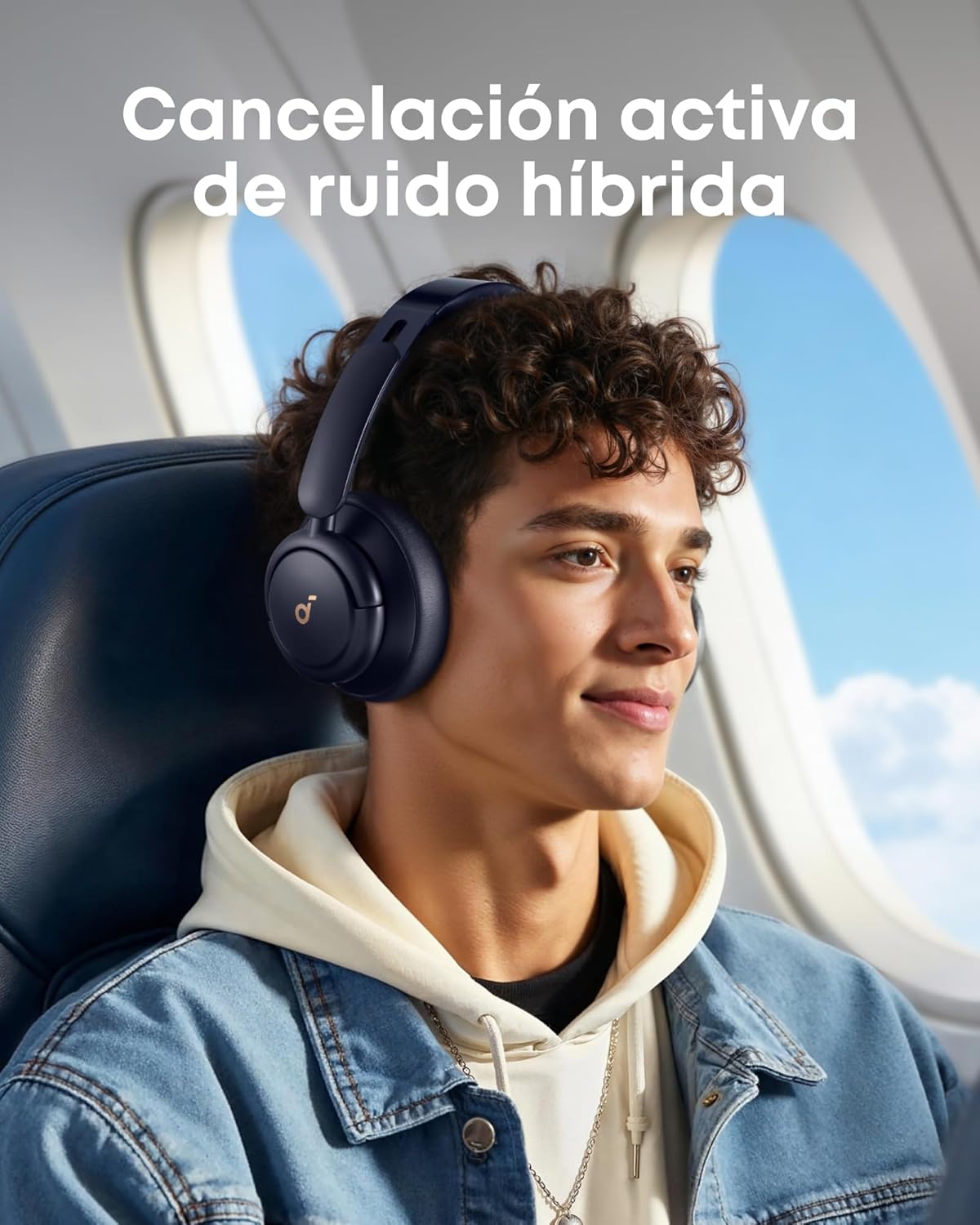 Soundcore de Anker Q30 Cascos Inalámbricos Bluetooth Cancelación de Ruido Activa Híbrida con Varios Modos, Sonido Hi-Res, EQ personalizado vía App, 50H Reproducción, Ajuste Cómodo, Conexión Multipunto - 3