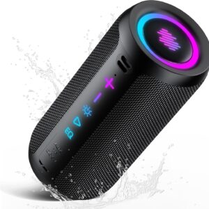 TIMU Altavoz Bluetooth 5.4 Potente, 25W Altavoces Bluetooth con 2 Modos EQ, Correa de Transporte, Compatible con PC, 8 Modos RGB, 24H de Reproducción, Emparejamiento TWS, IPX7, Micro SD y AUX
