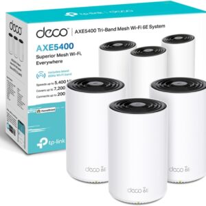 TP-Link Deco XE75 Mesh WLAN Set (Pack de 3), Enrutador y Repetidor Tribanda Wi-Fi 6E AXE5400, 3 Puertos Gigabit para Cada Unidad, para Casas de 4 a 7 Dormitorios, Protección Juvenil Integral, WPA3