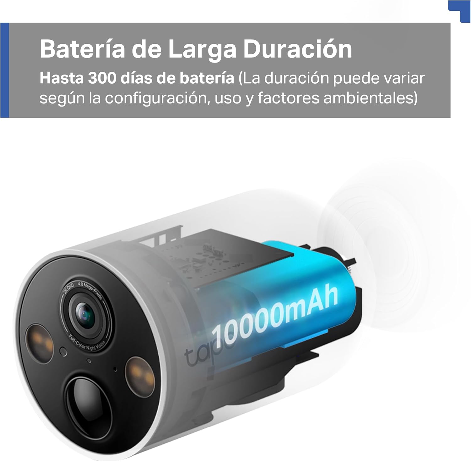 Tapo [2024 Nuevo] C425 - Cámara Wi-Fi de Batería para Exterior/Interior, 2K QHD, 10000mAh, IA Mejorada, Visión Nocturna a Color, Base Magnética, No Requiere Hub, Compatible con Panel Solar - 6